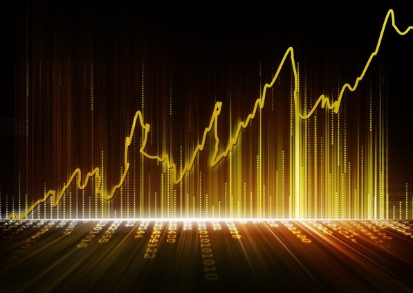 gold bar graph on a black background 