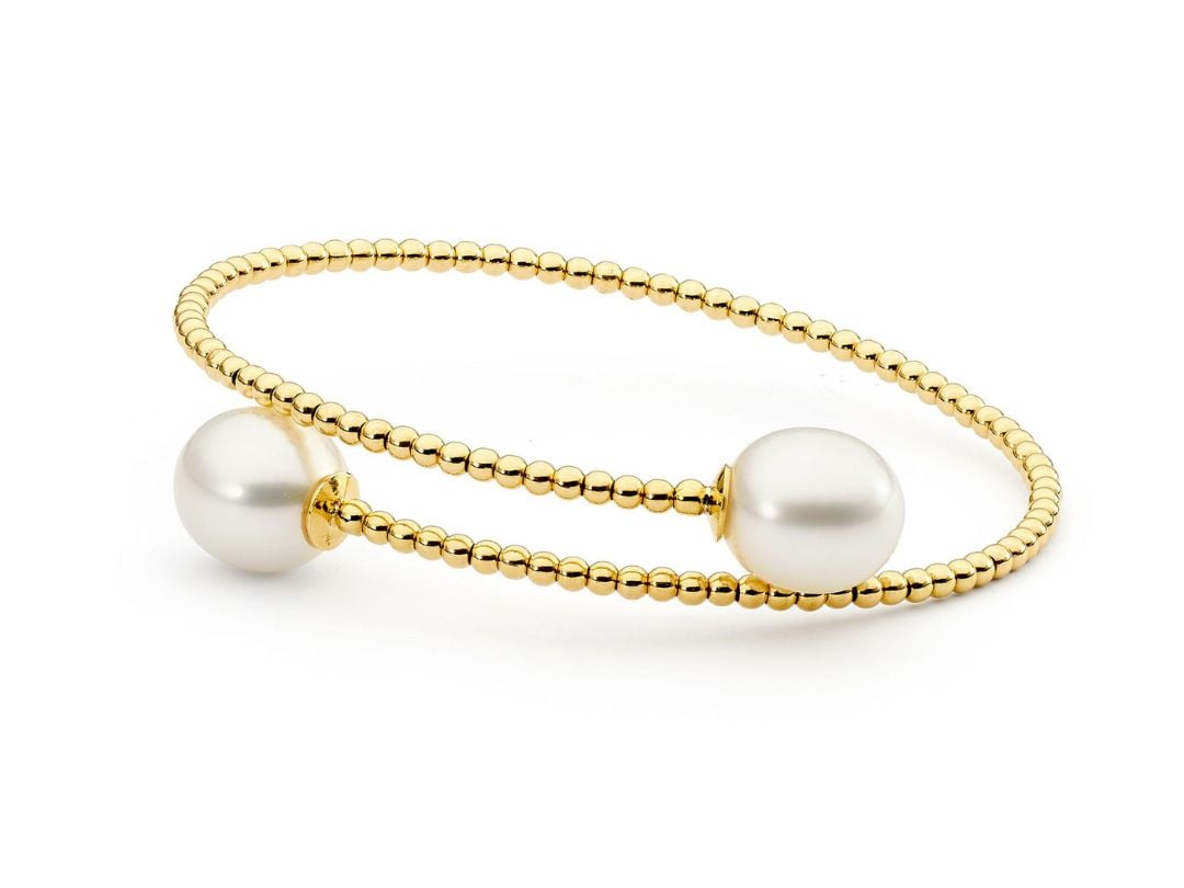 Featured piece: Allure 18ct Yellow Gold Beaded Pearl Bangle