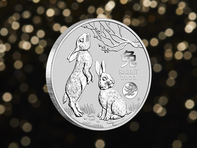 Australian Lunar Year of the Rabbit 2023 1oz Silver Bullion Coin with Dragon Privy The Perth Mint