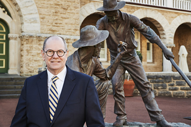 Perth Mint CEO Richard Hayes stands in the courtyard of The Perth Mint