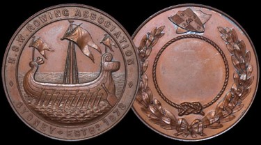 obverse and reverse of a 1878 Sydney rowing bronze medallion