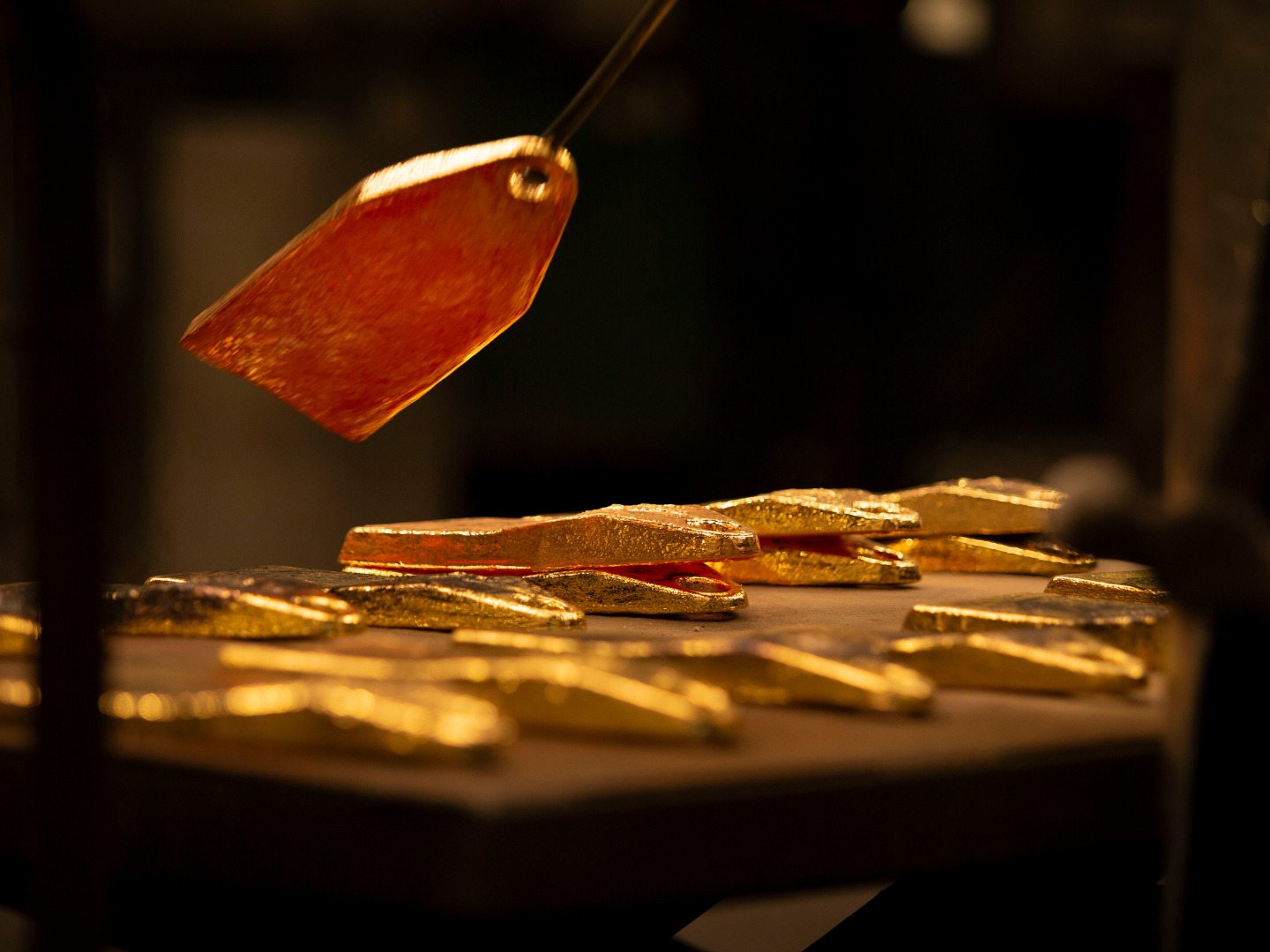 Perth Mint  gold annodes being taken out of the moulds