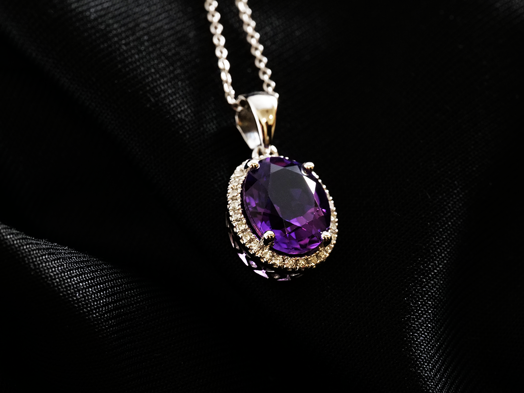 Amethyst and diamond necklace