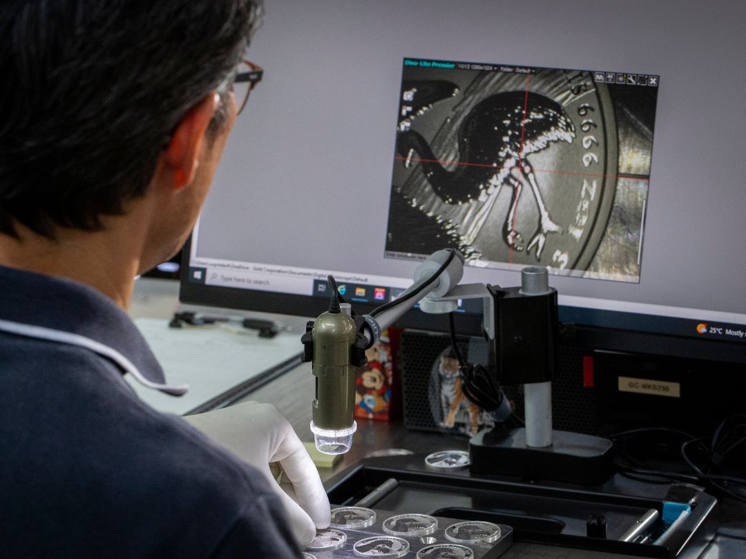 Checking the reverse of the coin's design