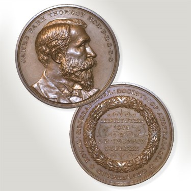 obverse and reverse of a medal with James Park Tomson depicted on the reverse