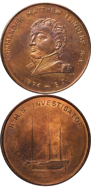 obverse and reverse of the Flinders medal