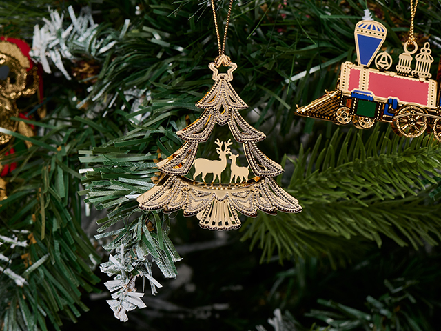 Christmas decorations and gold ornaments
