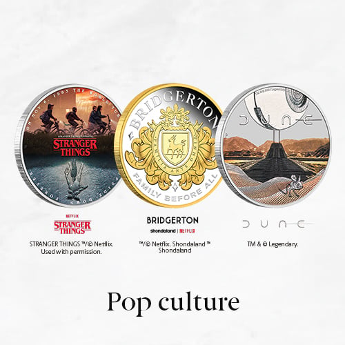 Shop Perth Mint pop culture collectible coins inspired by global franchises, struck in premium gold and silver. 