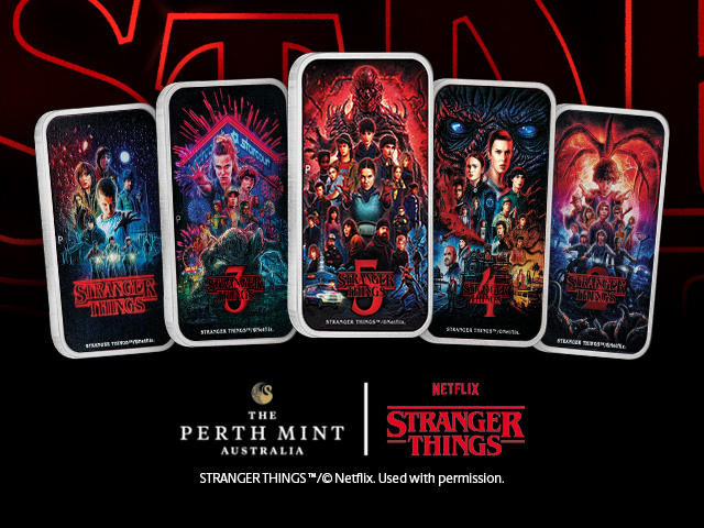 Stranger Things movie poster Season 1 to 5 coins   hero banner mobile