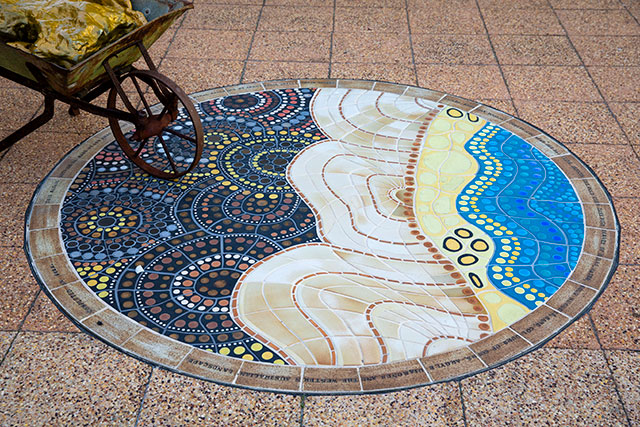 Pretty country mosaic in the forecourt of the perth mint.