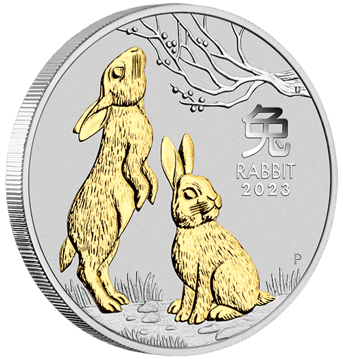 Australian Lunar Series III 2023 Year of the Rabbit 1oz Silver Gilded Coin