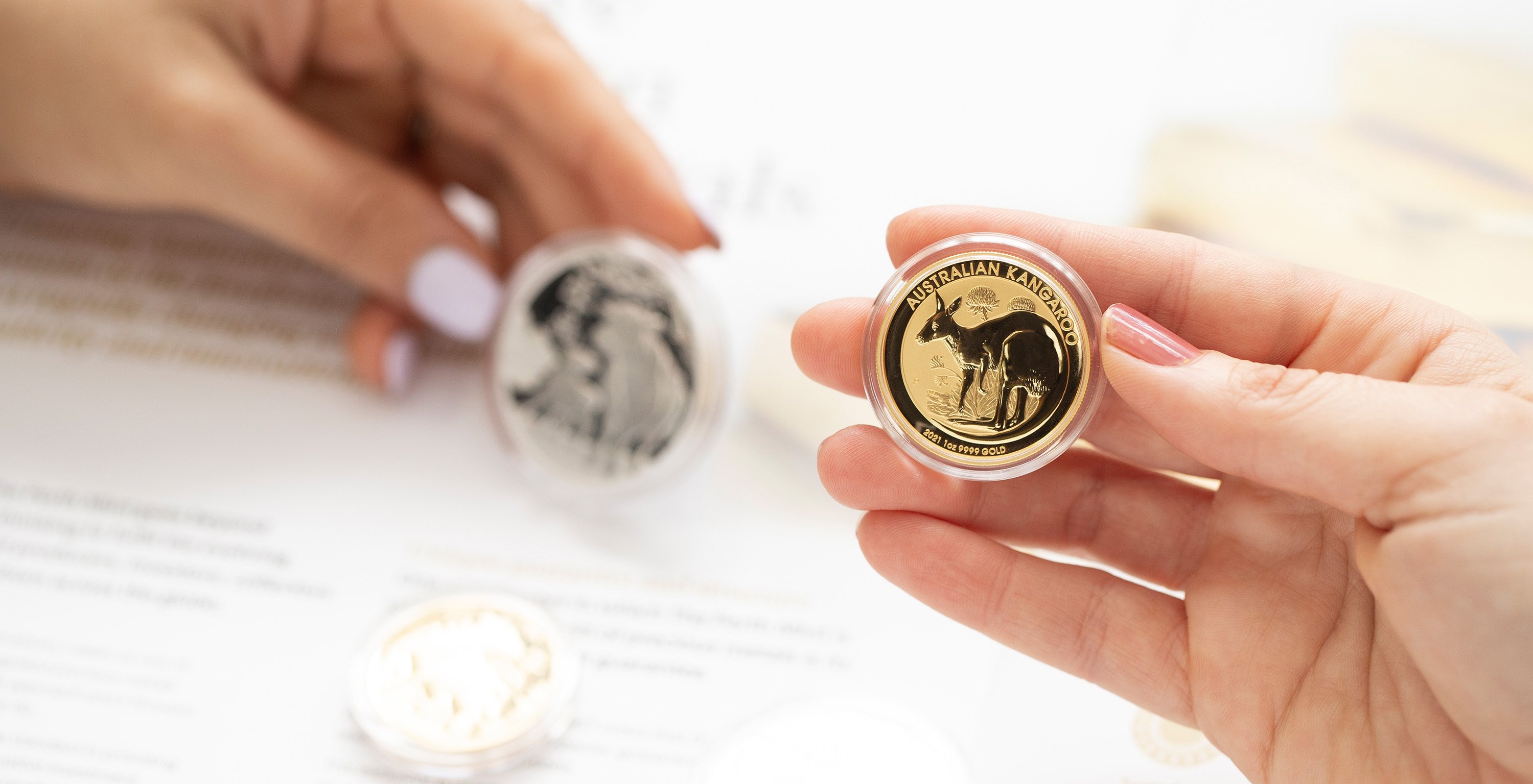 Looking at coins at The Perth Mint.