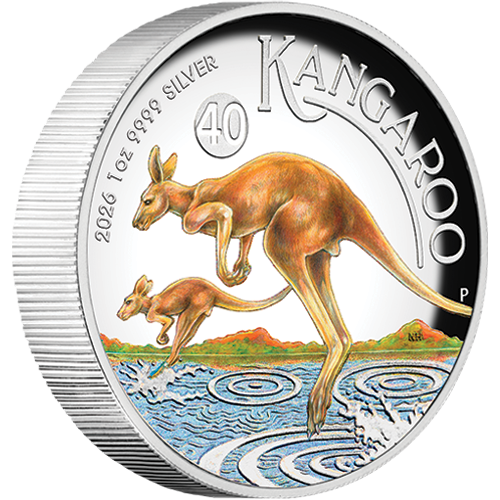 500X500 Australian Kangaroo 2026 1oz Silver Coloured Coin