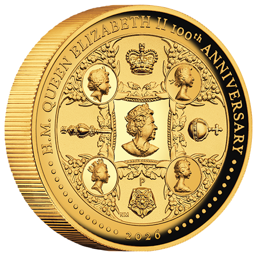 500X500 HM QEii 100th Ann 2026 2oz Gold Proof coin