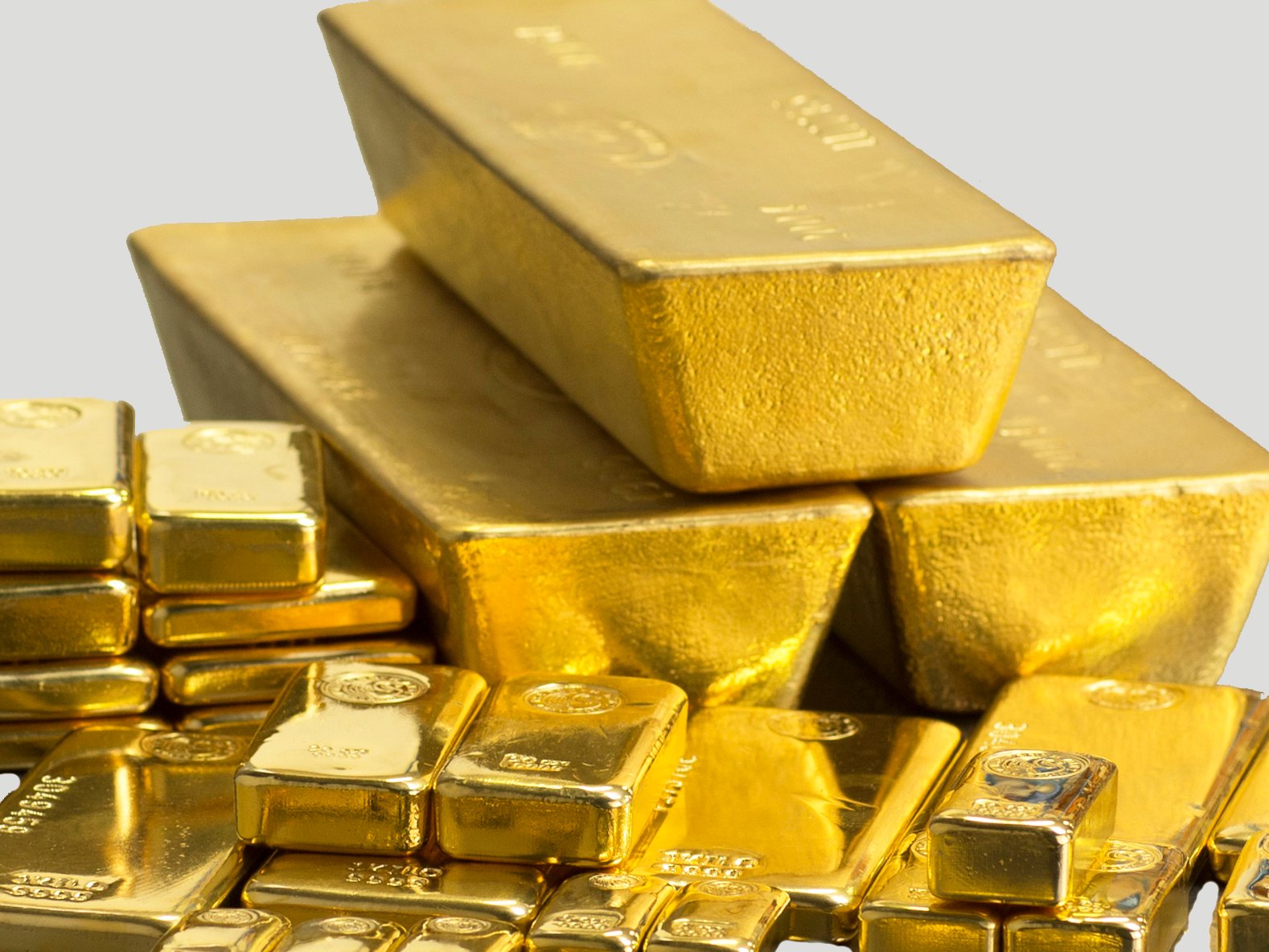Mixed gold bars in storage at The Perth Mint.