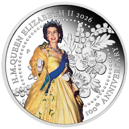 H-M-Queen Elizabeth II 100TH Anniversary 2026 1oz Silver coloured coin