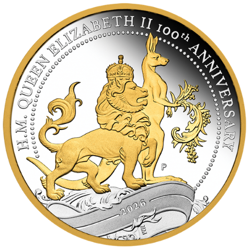 H-M-Queen Elizabeth II 100TH Anniversary 2026 1oz Silver guilded coin