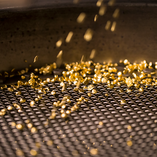 Gold granules at The Perth Mint.