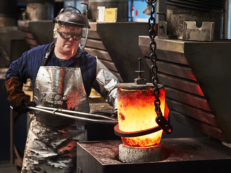 Molten gold at The Perth Mint Refinery.