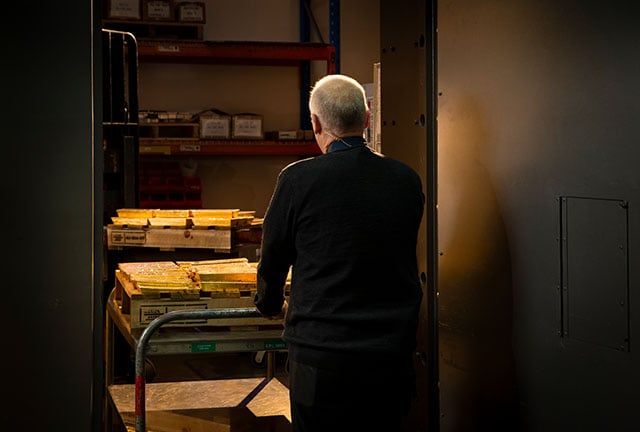 Security guard with gold at The Perth Mint.