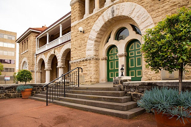 Exterior of The Perth Mint in Hay Street, East Perth.