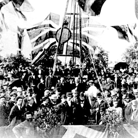 John Forest lays foundation stone at The Perth Mint on 23 August, 1897.