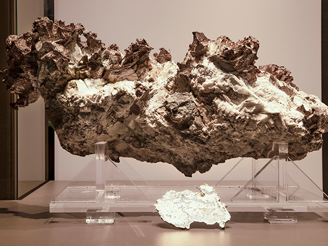 Karratha Queen silver nugget on display at The Perth Mint.