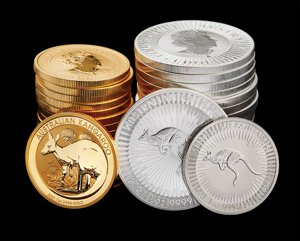 2021 Kangaroo bullion coins from The Perth Mint.