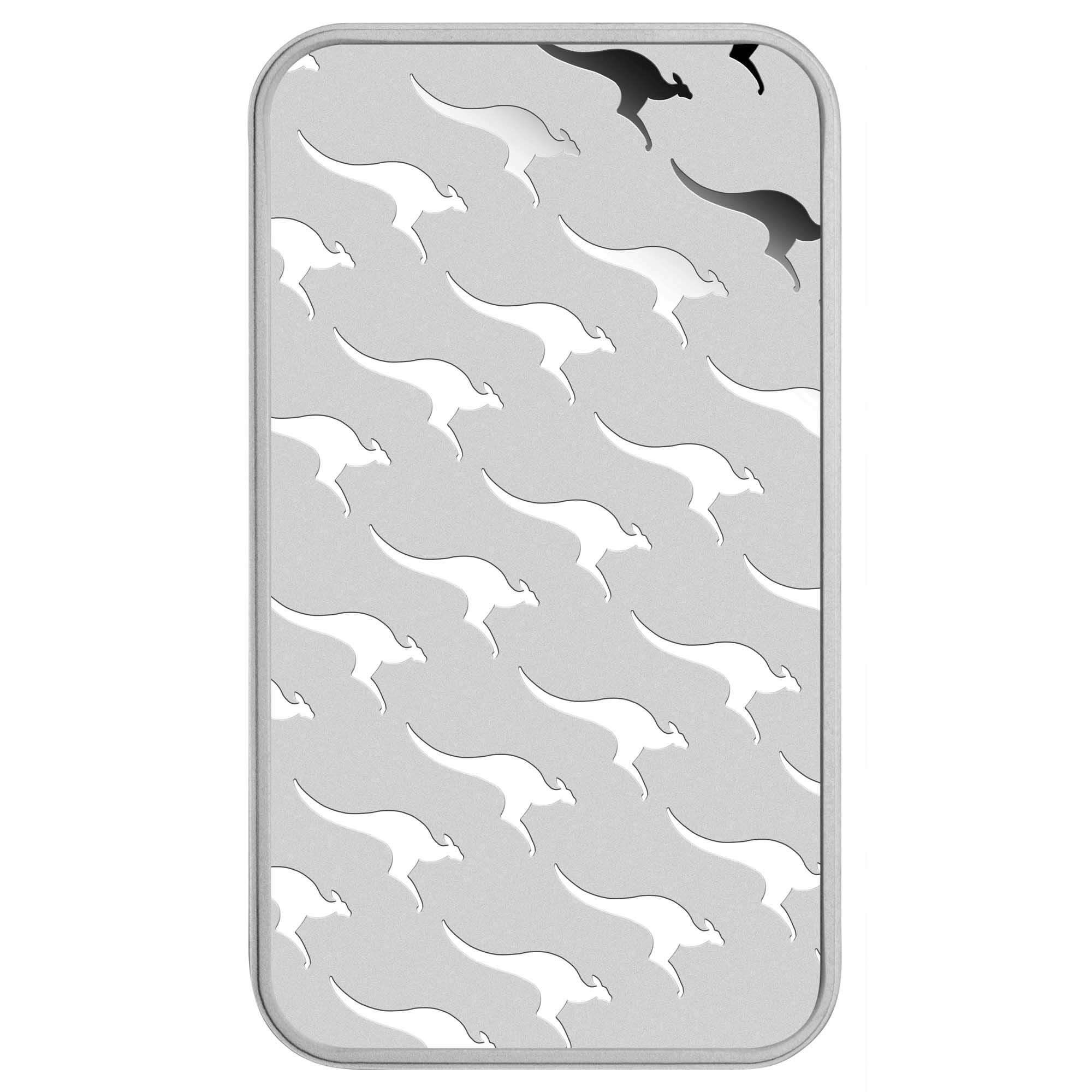 02 kangaroo minted bar in pouch 1oz silver StraightOn