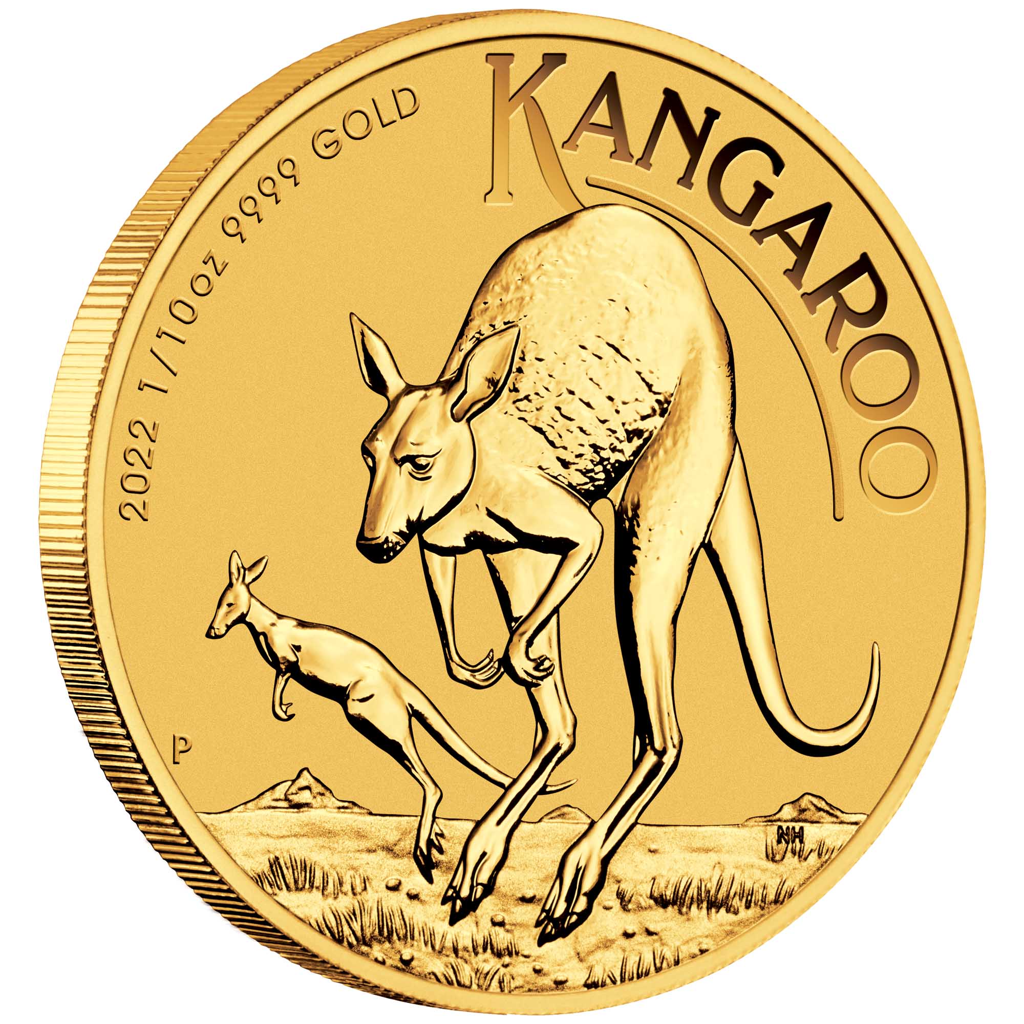01 2022 AusKangaroo Gold 1 10oz Bullion OnEdge HighRes