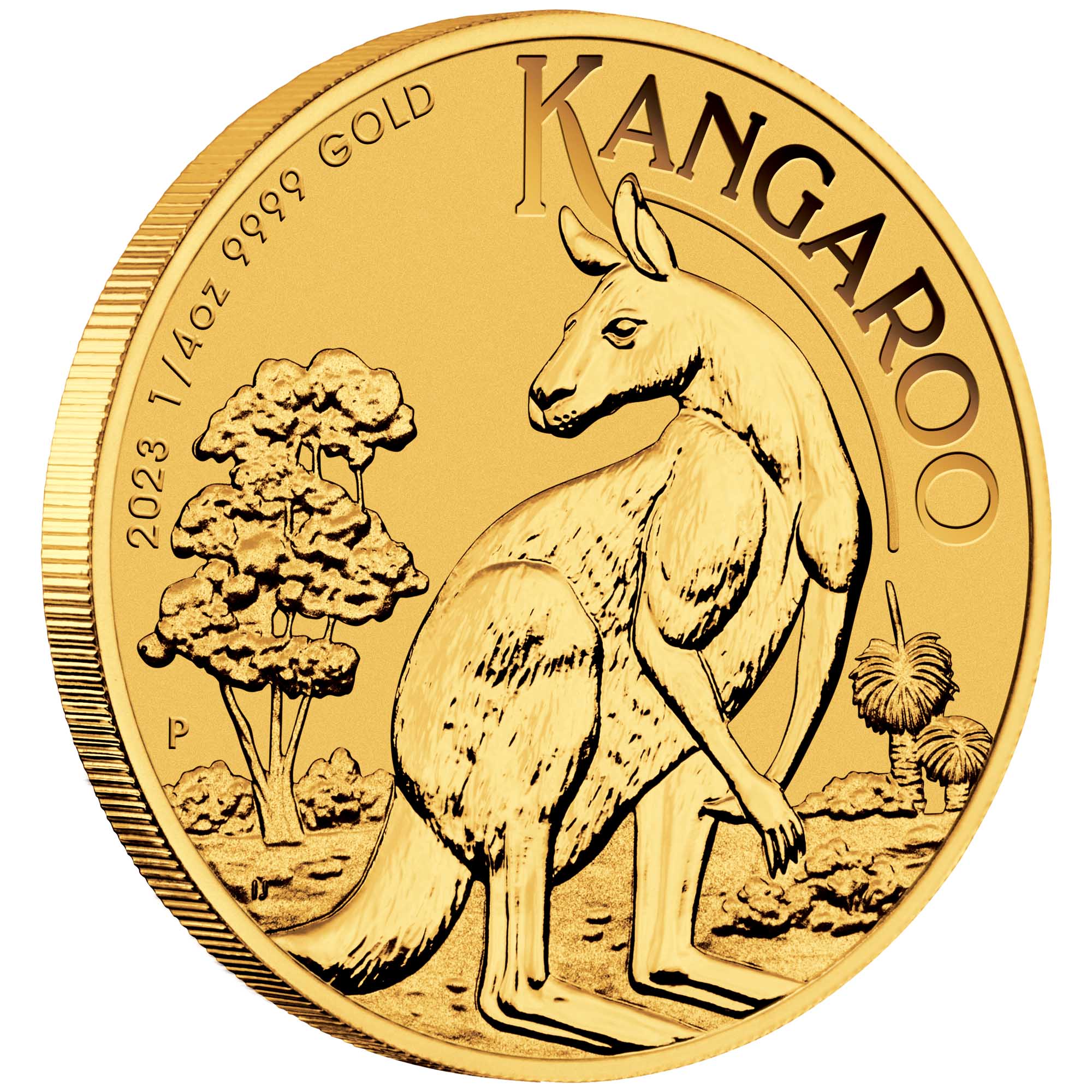 07 2023 AusKangaroo Gold 1 4oz Bullion OnEdge HighRes
