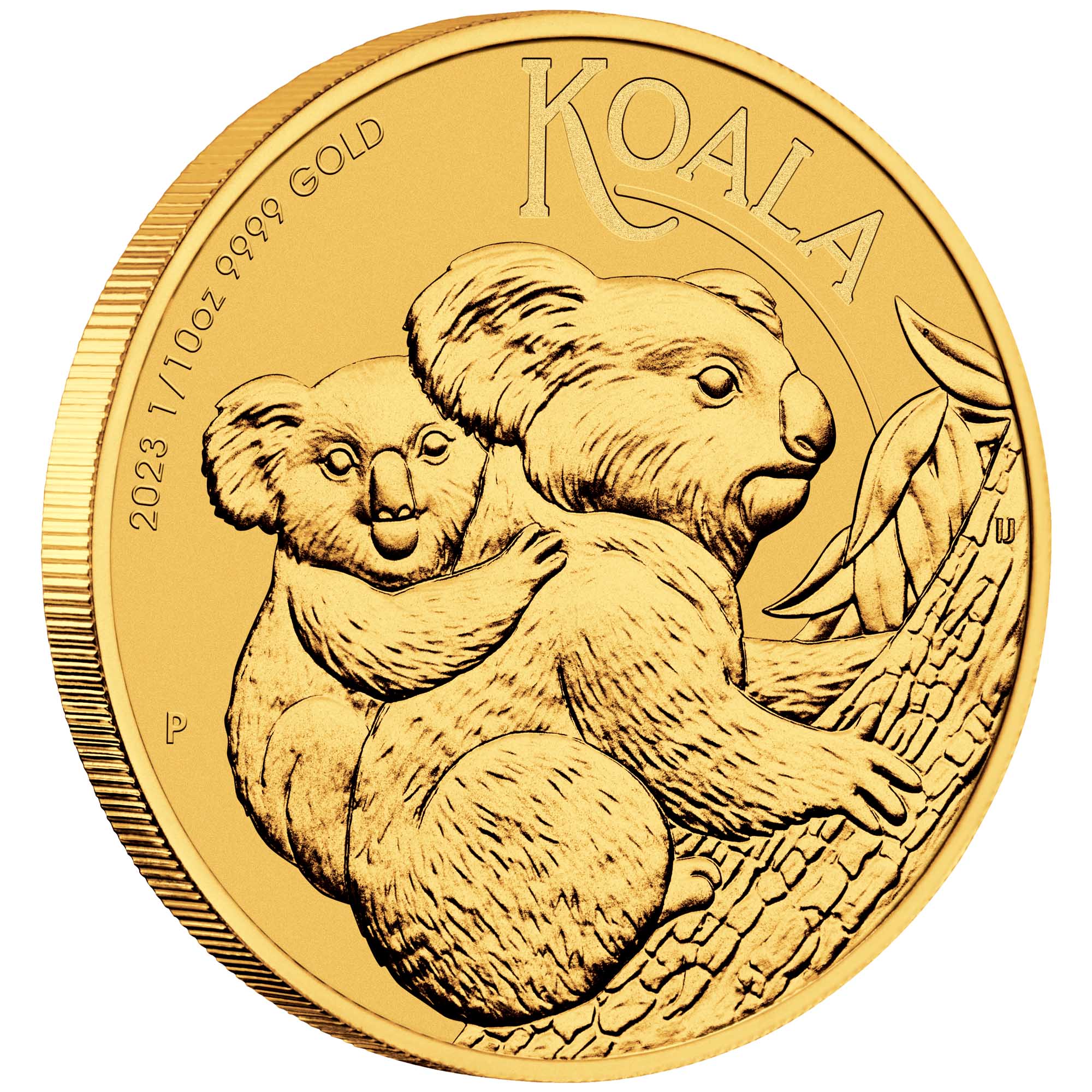 01 2023 Koala 1 10oz Gold Bullion Coin OnEdge HighRes