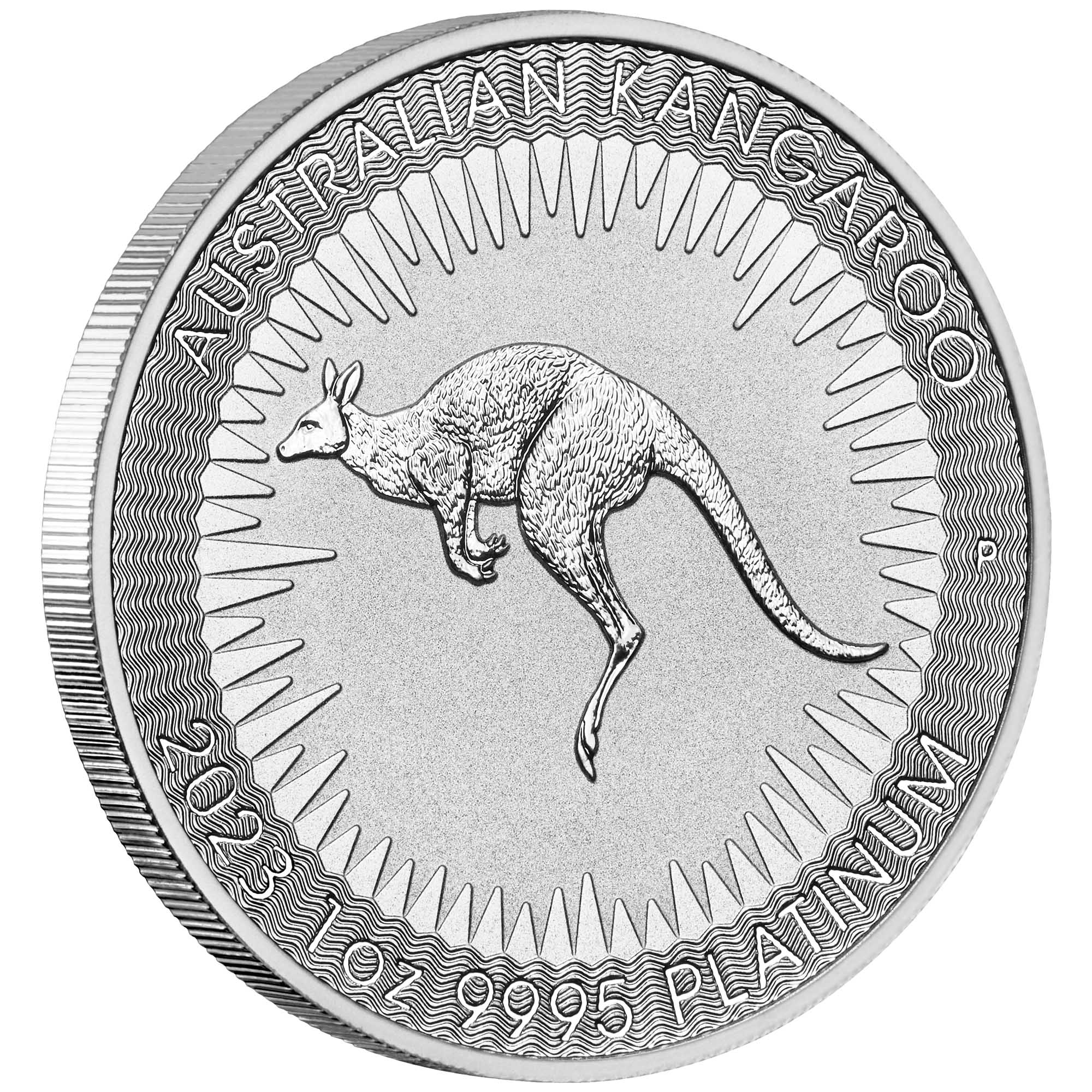01 2023 AustralianKangaroo Platinum 1oz Bullion OnEdge HighRes