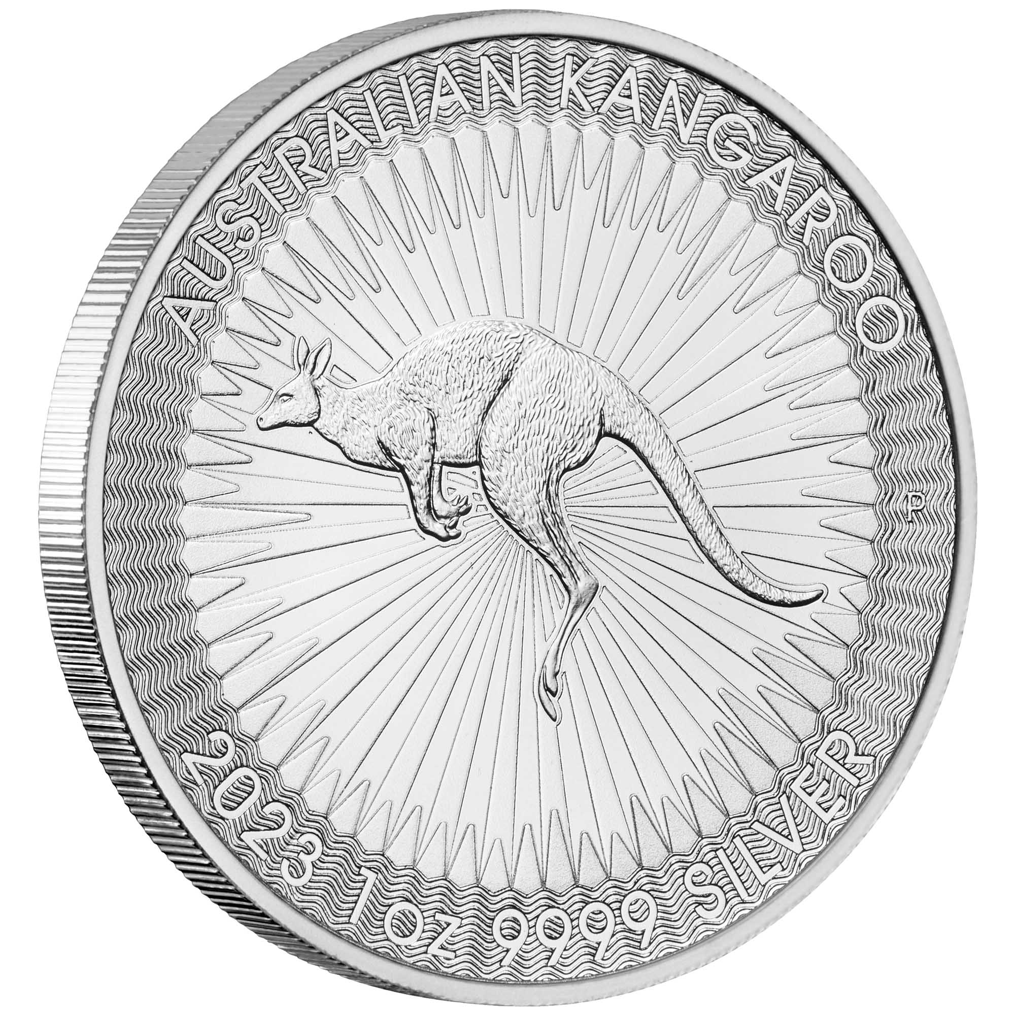 01 2023 Australian Kangaroo Silver 1oz Bullion OnEdge HighRes