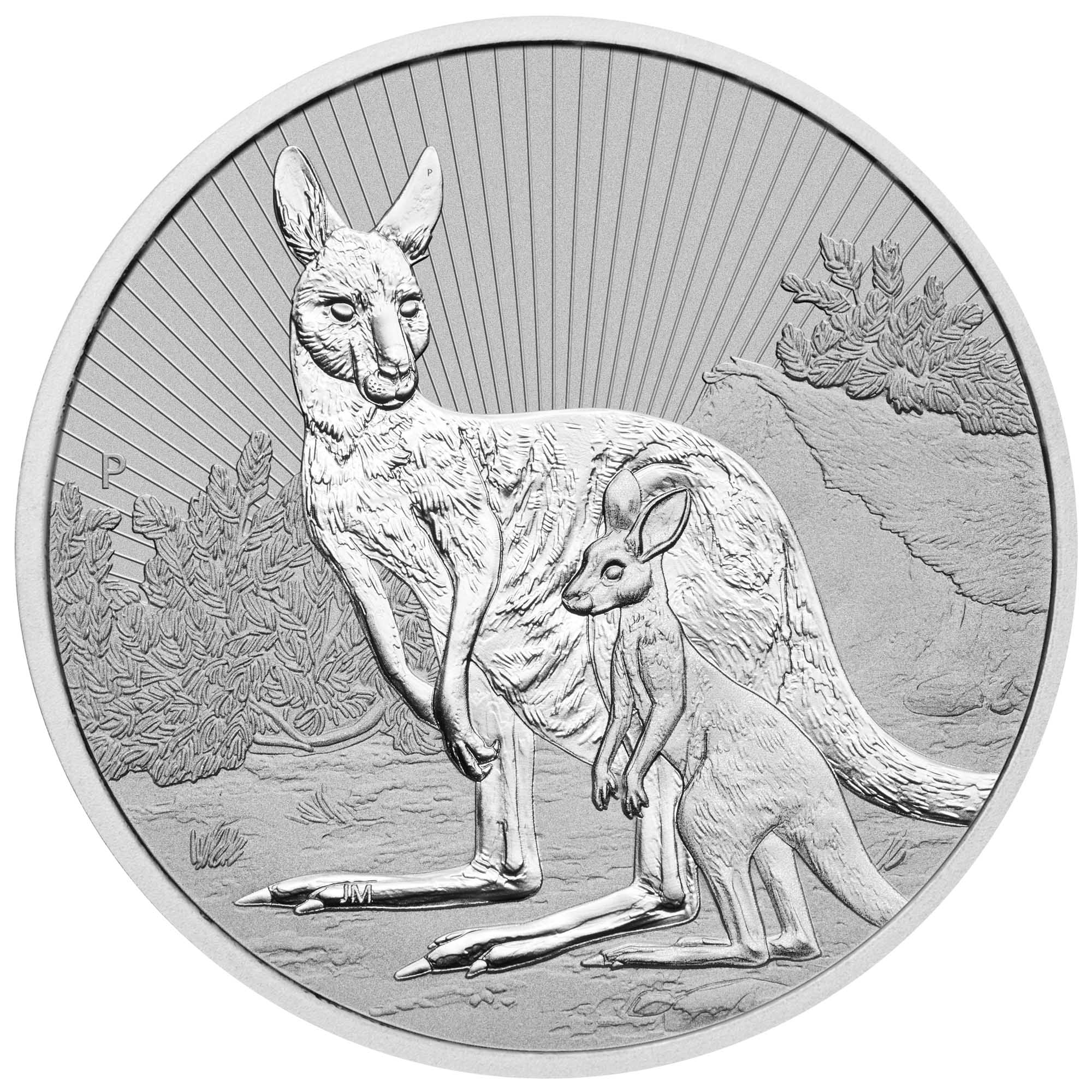 02 2023  AustralianKangarooMother&Baby Silver Piedfort Coin StraightOn HighRes