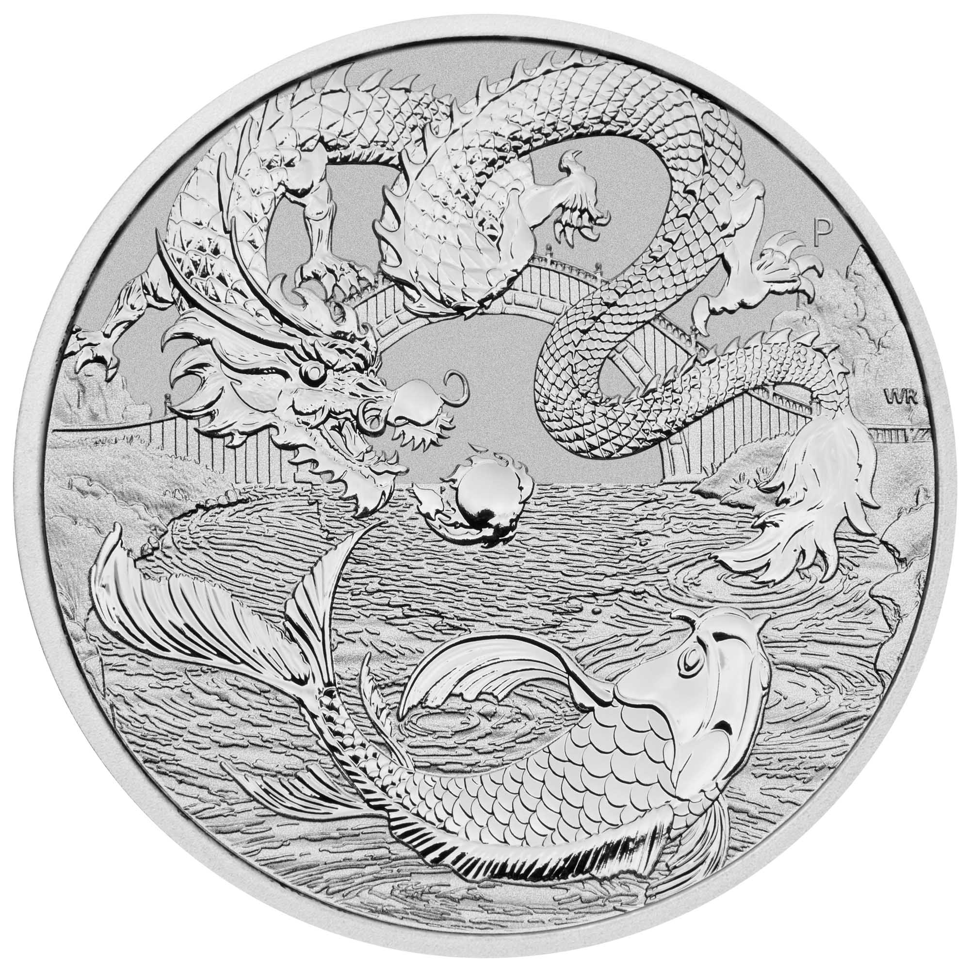 U*ズ様 DRAGON & KOI Antique 1 Oz Silver Co Chinese Myths and Legends Dragon and Koi 2023 1oz Silver Bullion Coin