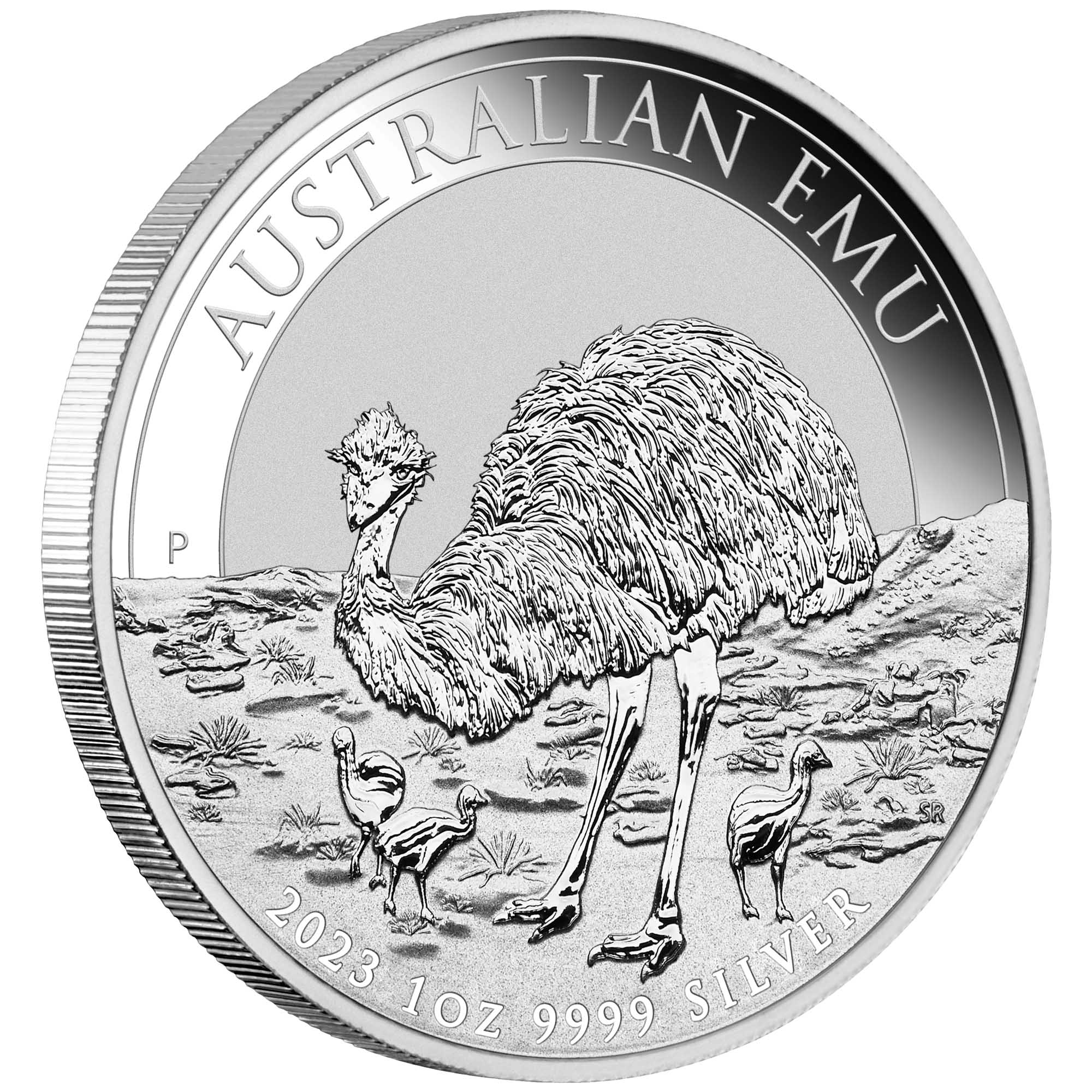 03 2023 Australian Emu 1oz Silver Bullion Coin OnEdge HighRes