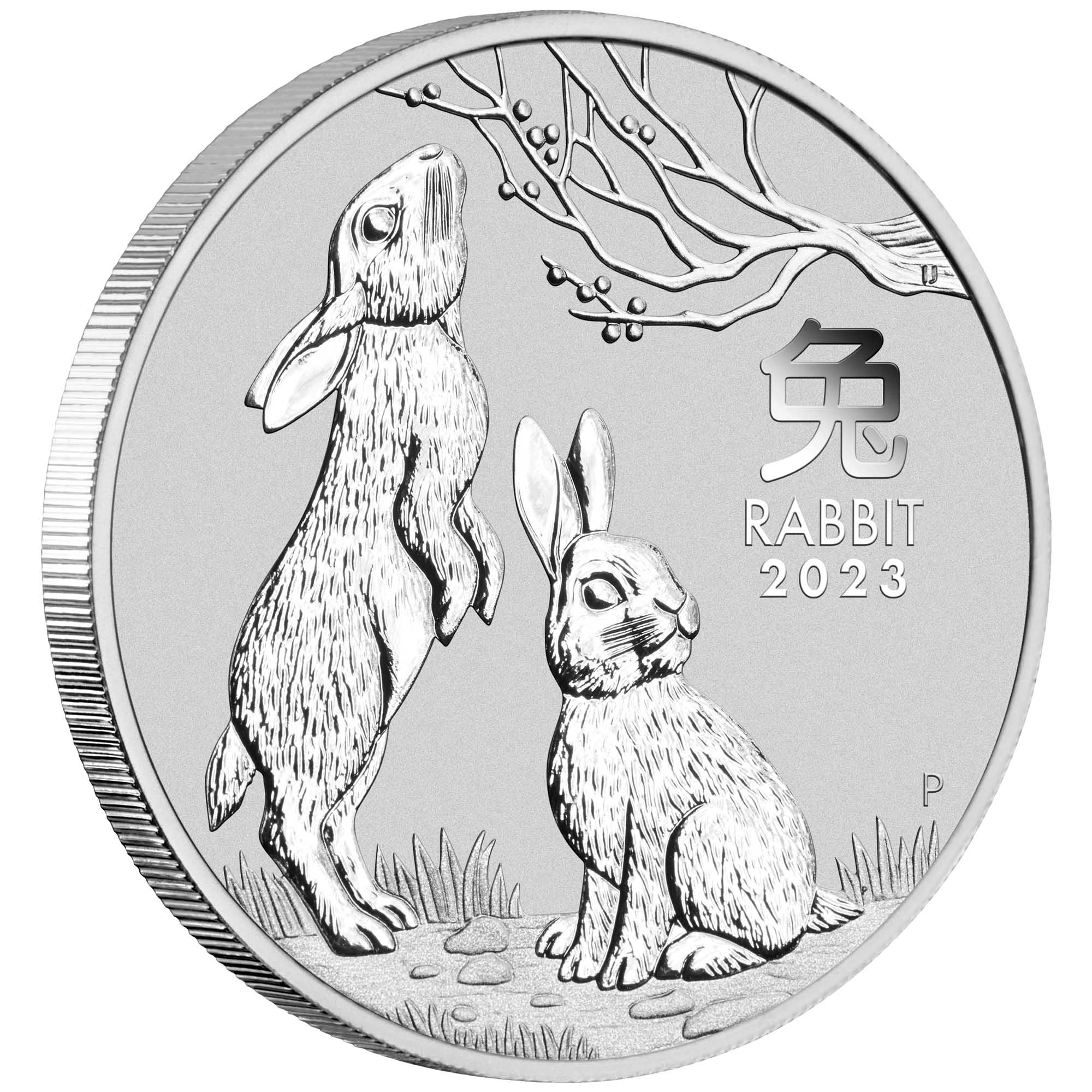 04 2023 YearoftheRabbit Silver Bullion Coin OnEdge HighRes