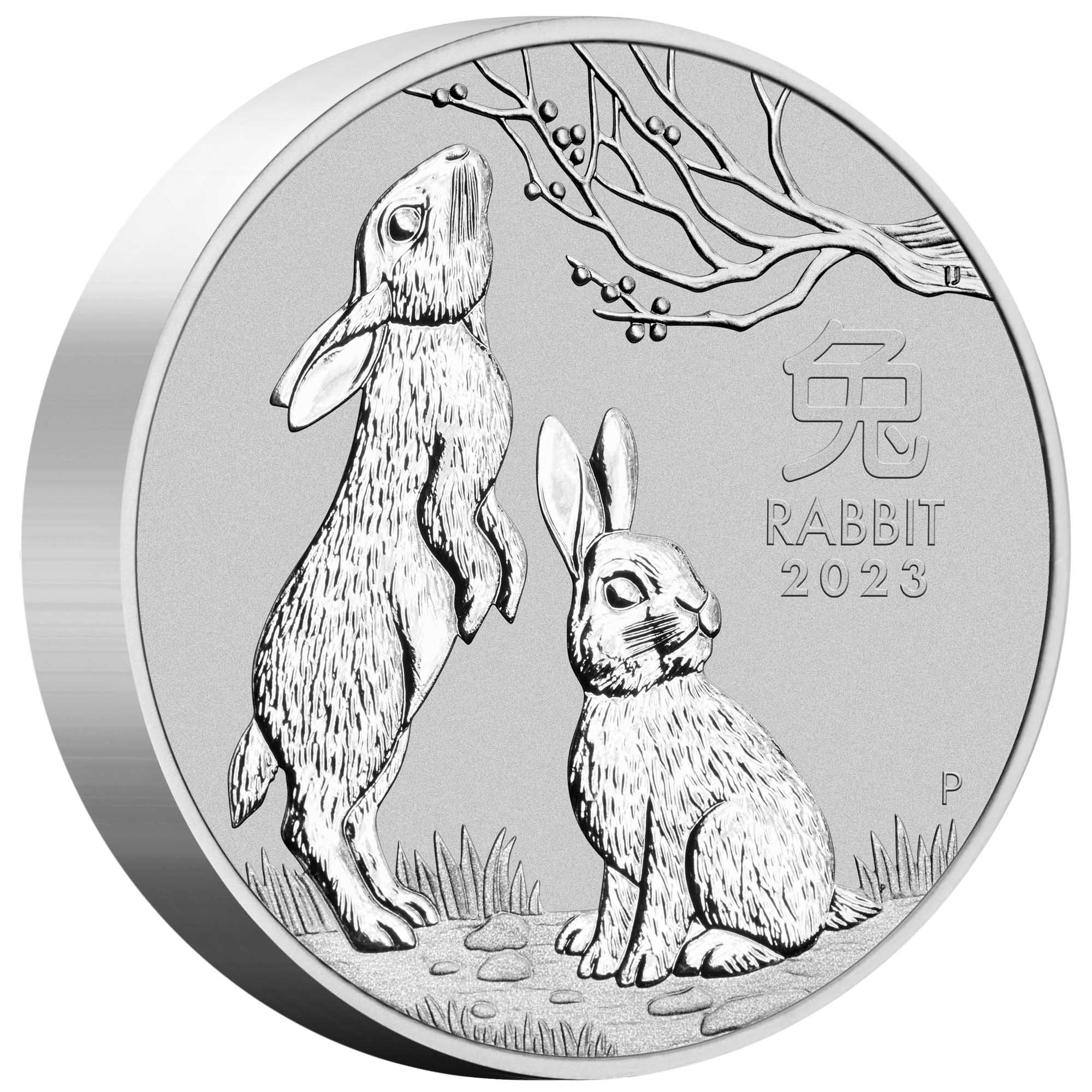 01 2023 YearOfTheRabbit 10Kilo Silver Bullion Coin OnEdge HighRes