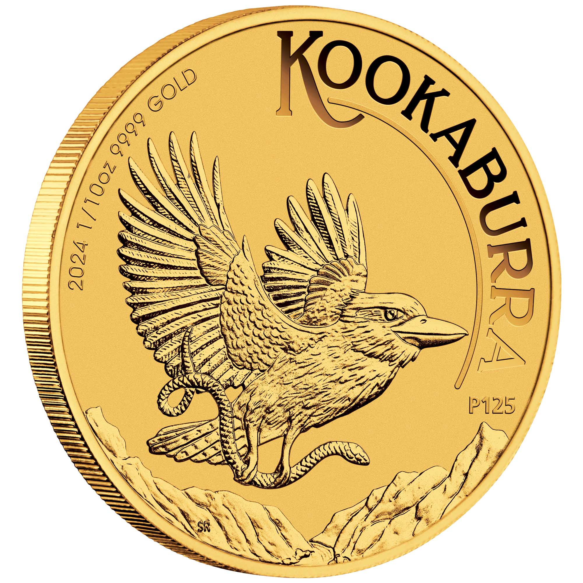 01 2024 AustralianKookaburra 1 10oz Gold Coin OnEdge HighRes