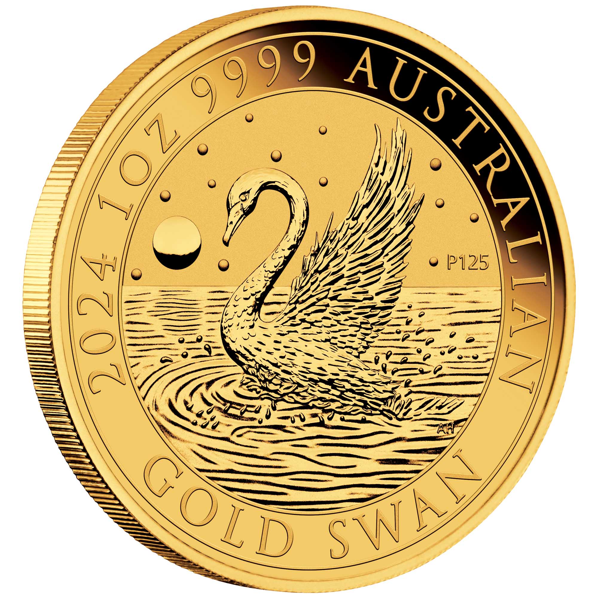 01 2024 Swan 1oz Gold Bullion OnEdge HighRes