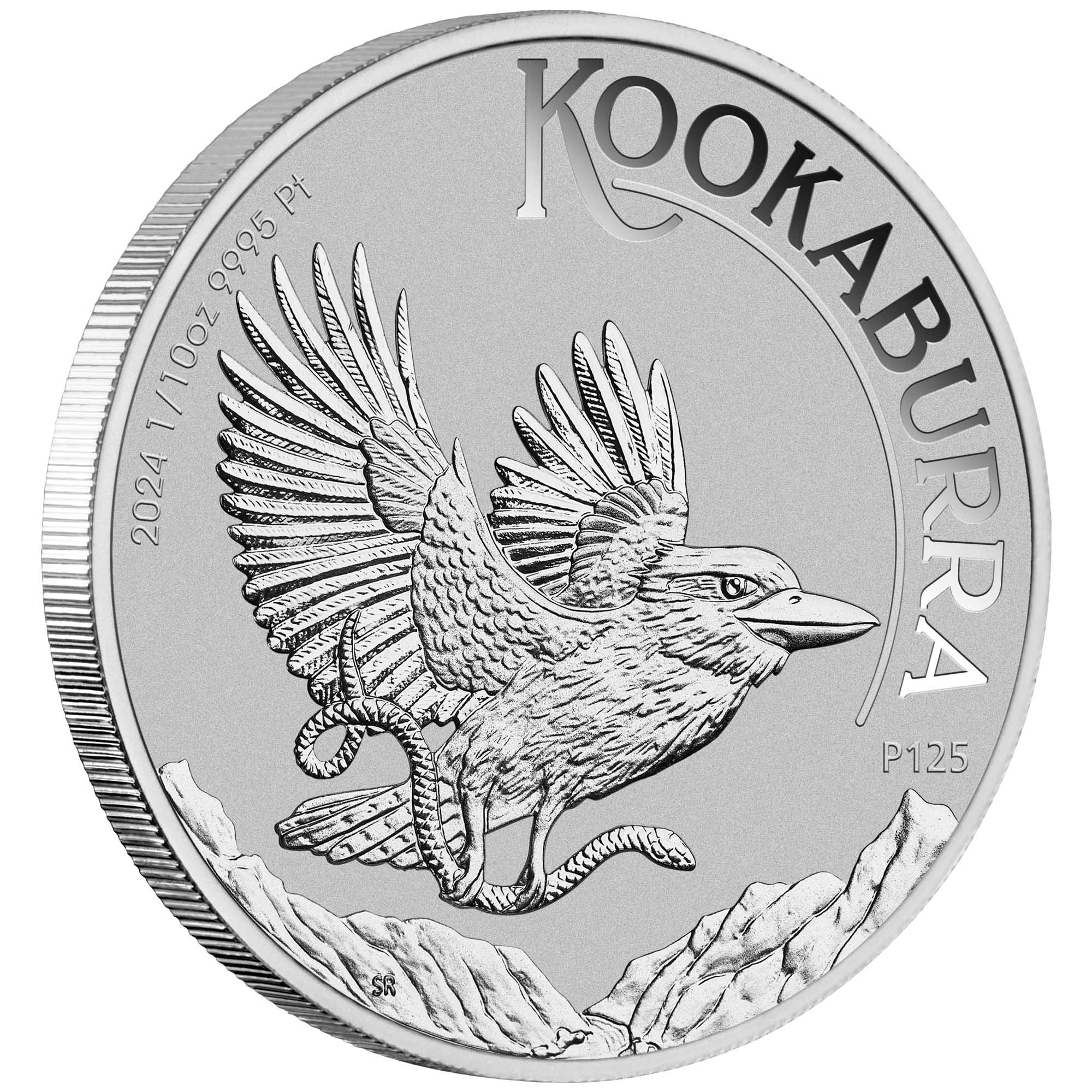 04 2024 AustralianKookaburra 1 10oz  Platinum  Coin OnEdge HighRes