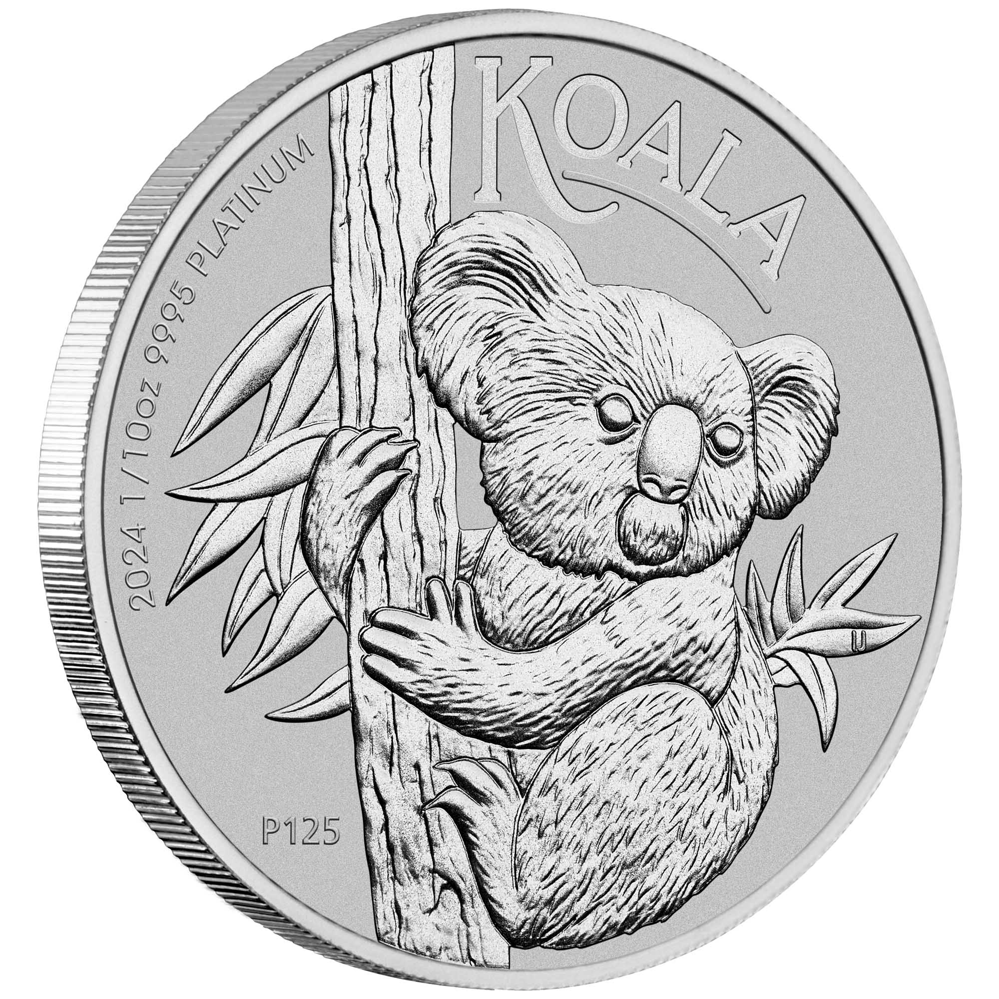 04 2024 Australian Koala 1 10oz Platinum Bullion Coin on edge HighRes