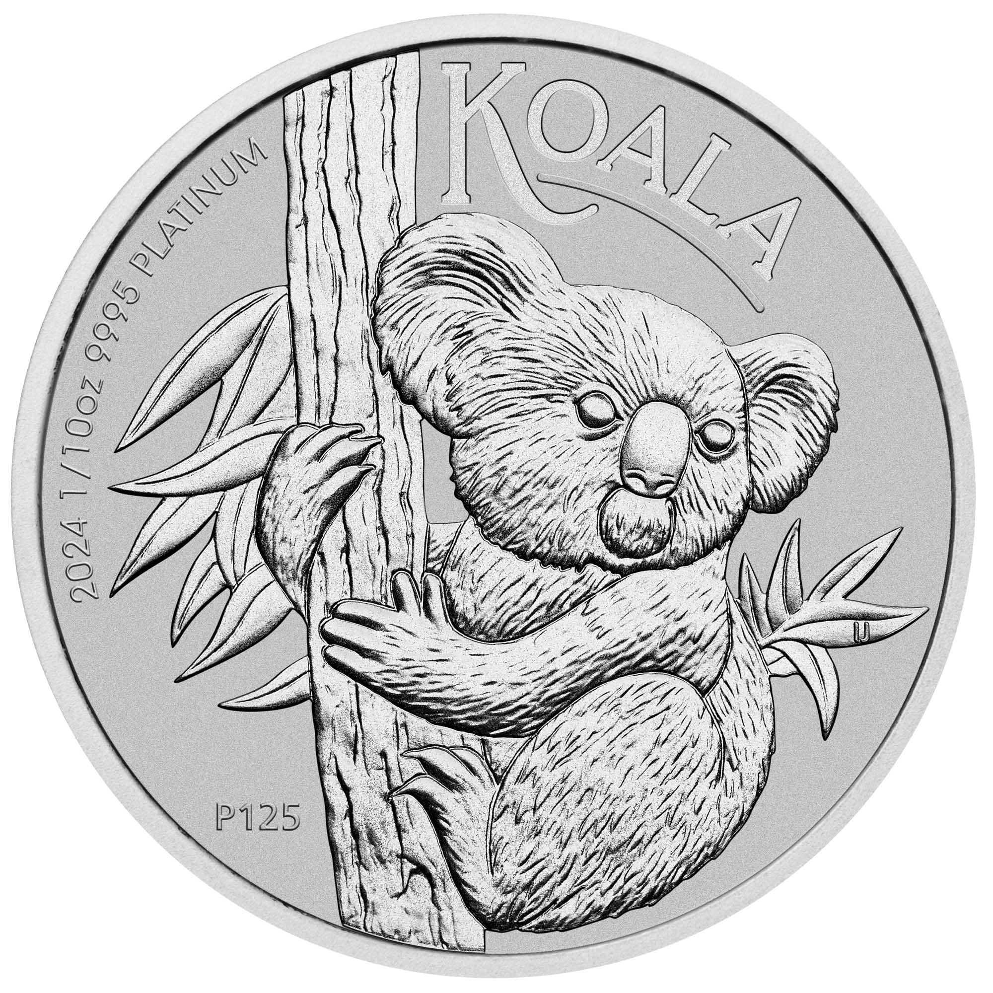 05 2024 Australian Koala 1 10oz Platinum Bullion Coin straight on HighRes