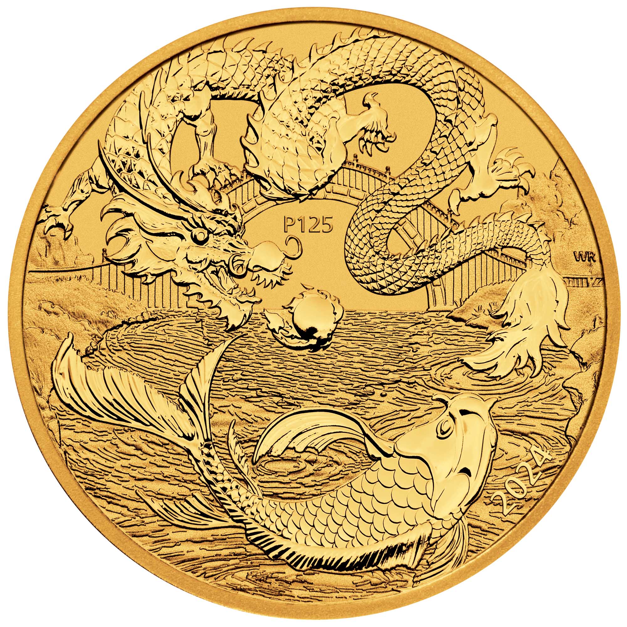 Chinese Myths and Legends Dragon and Koi 2024 1oz Gold Bullion Coin