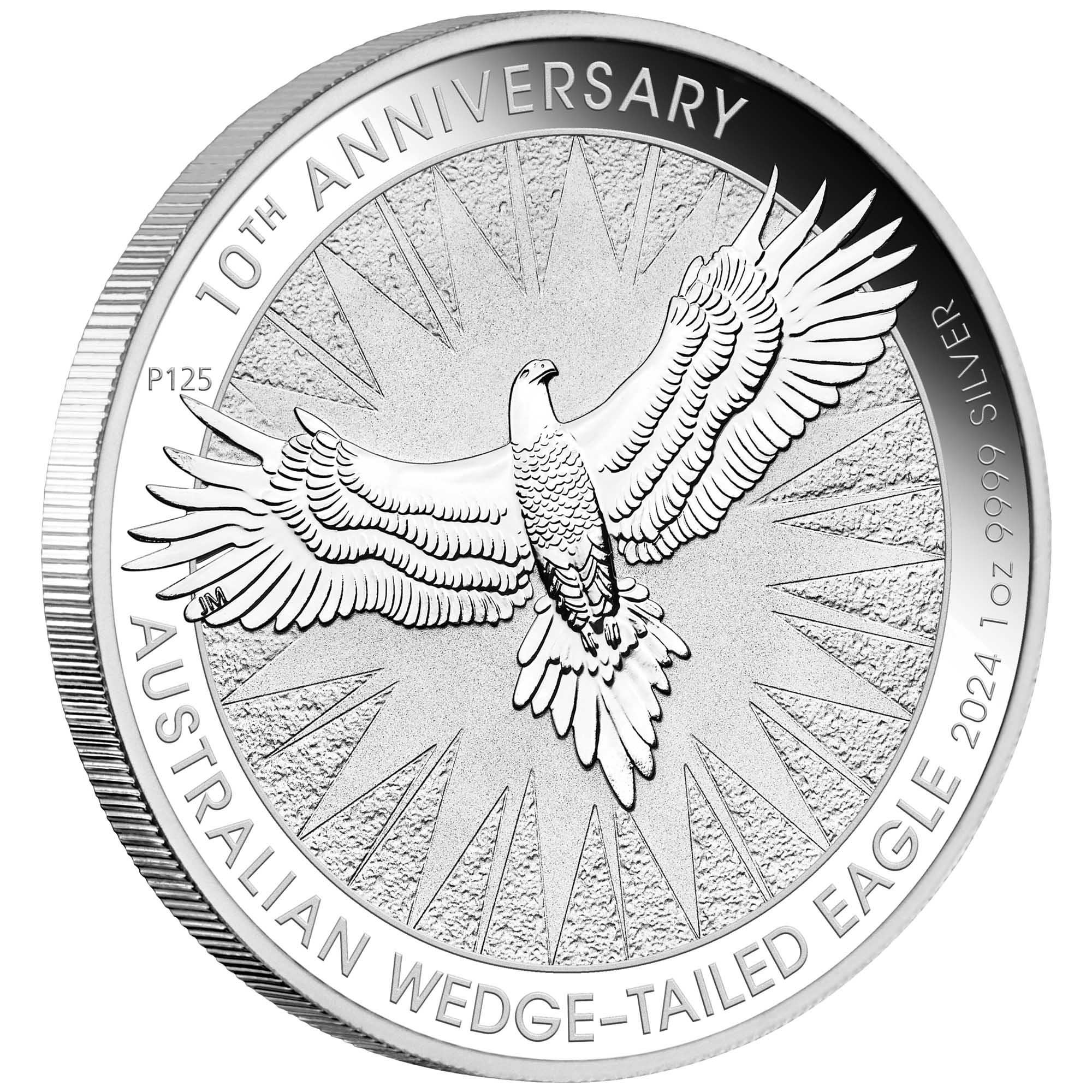 01 2024 AustralianWedge TailedEagle 1oz Silver Bullion Coin OnEdge HighRes