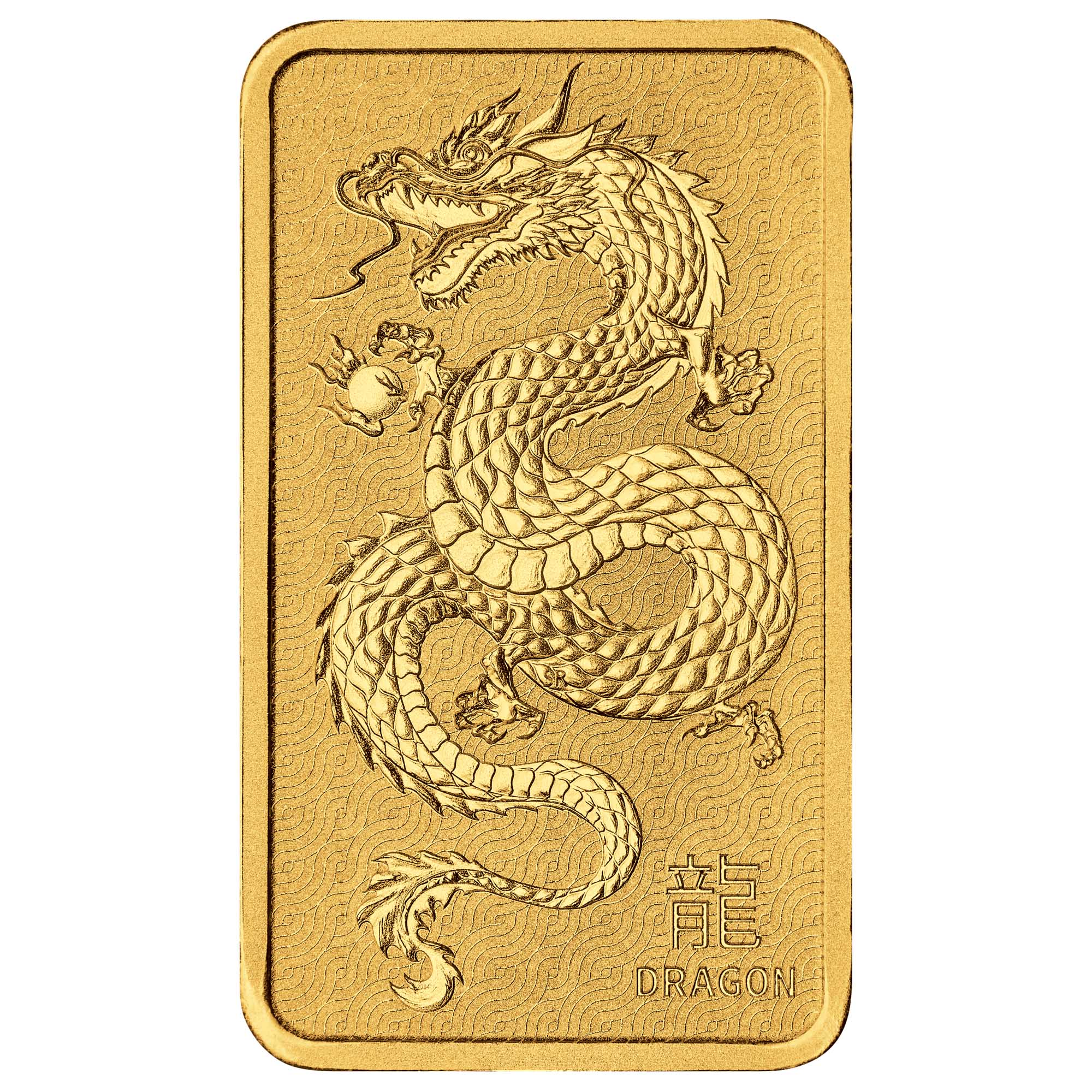 02 Dragon 2024 Lunar 1oz Gold Minted Bar Straight On HighRes