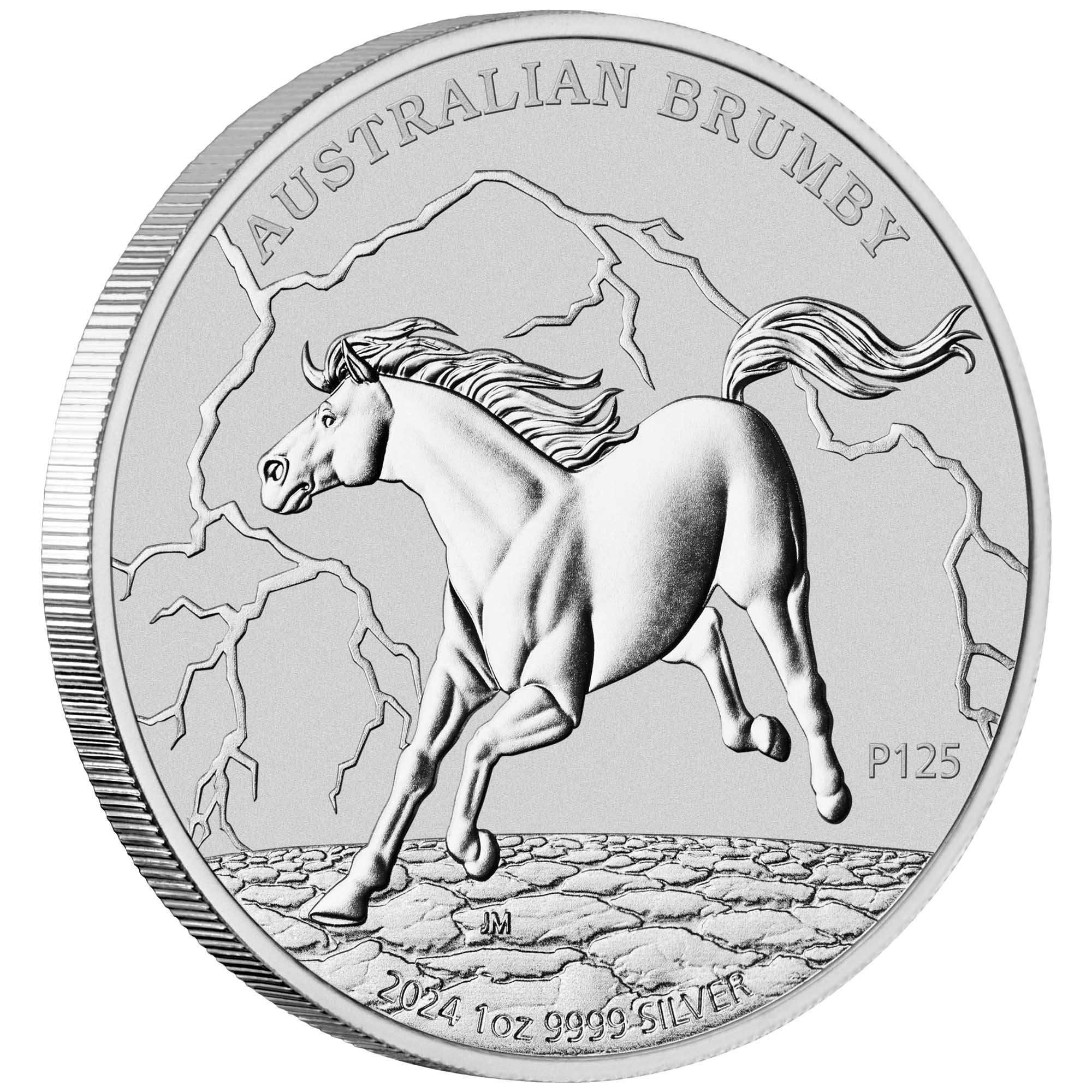 01 2024 Australian Brumby 1oz Silver Bullion Coin on edge HighRes