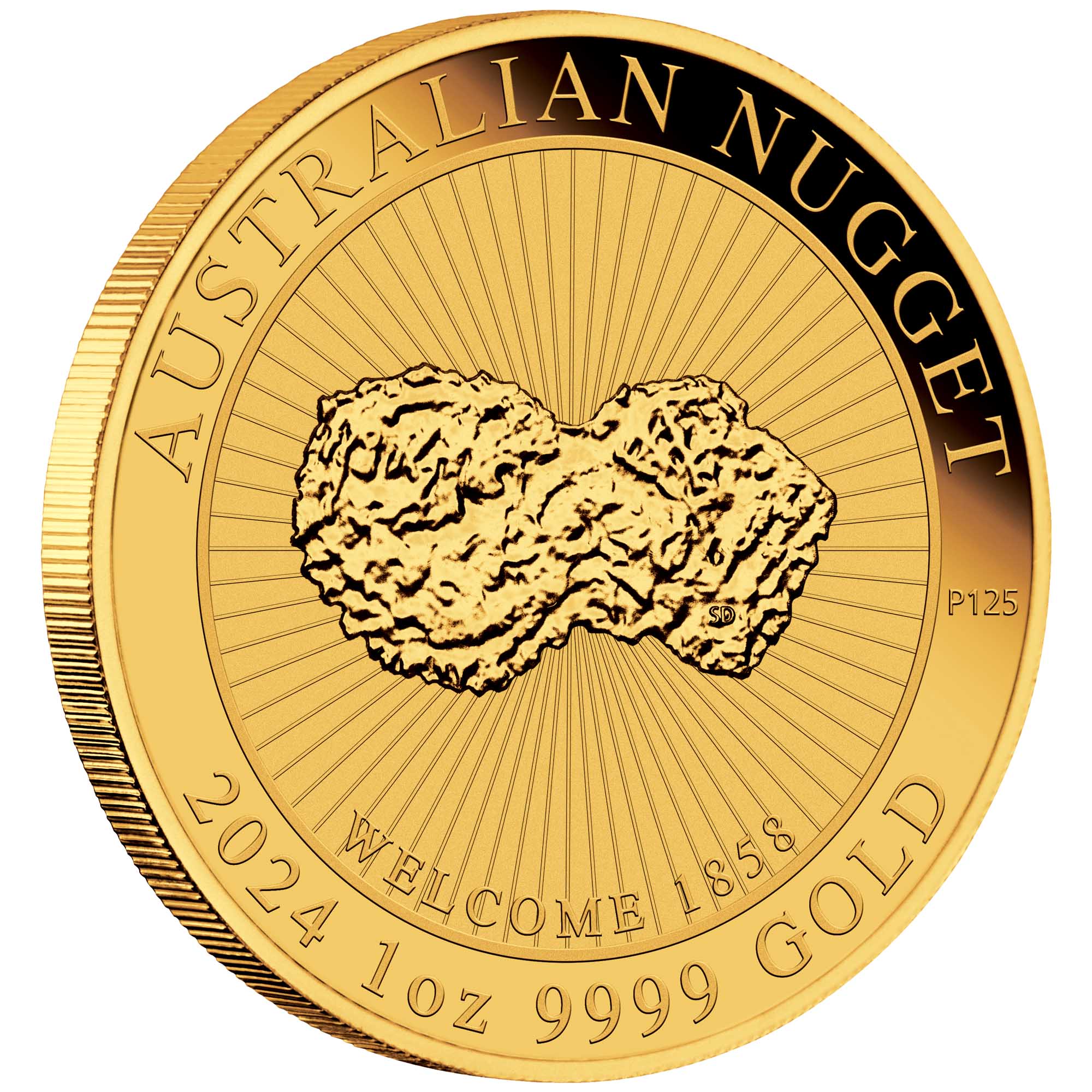 01 Welcome Nugget 2024 1oz Gold Bullion Coin on edge HighRes(1)