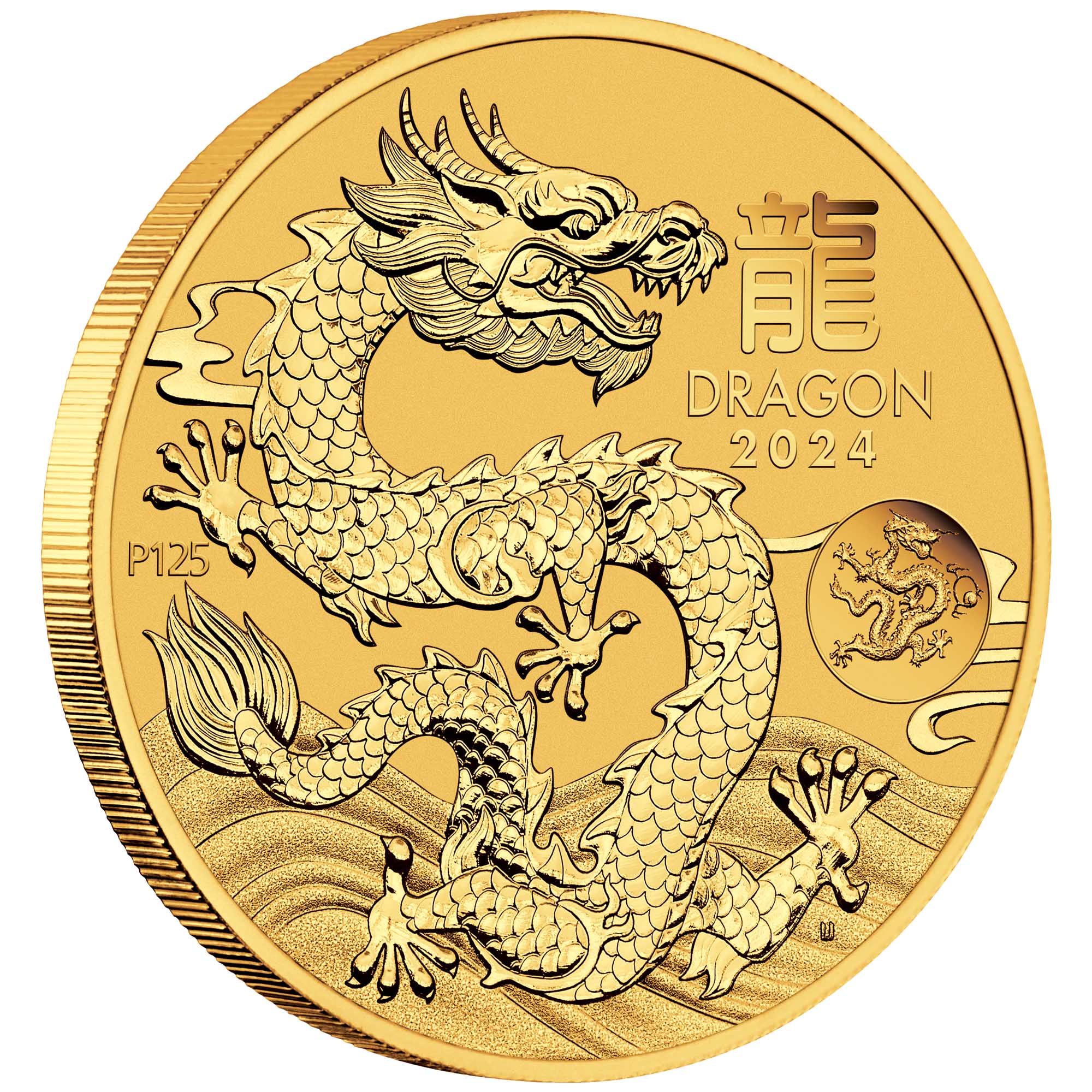 03 2024 Year of the Dragon 1oz Gold Coin With Dragon Privy OnEdge HighRes